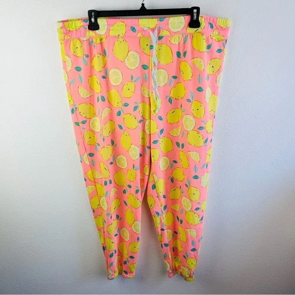 Briefly Stated Peach Lemon Print Pajama Pants Size 3X 22/24‎